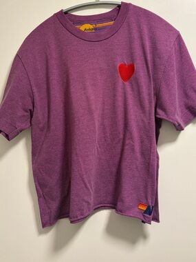 Aviator Nation Purple Tee with Red Heart Patch